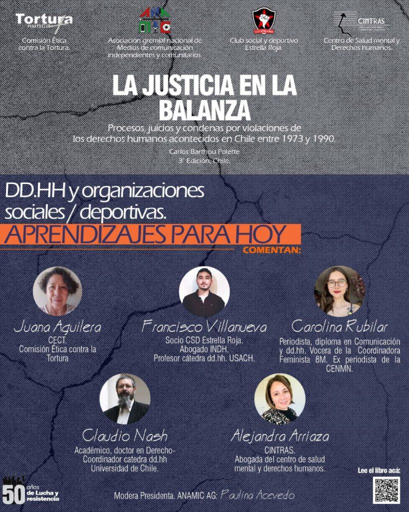 Presentarán 3° edición de "La Justicia en la Balanza", una mirada crítica a los derechos humanos, en Casona ANAMIC